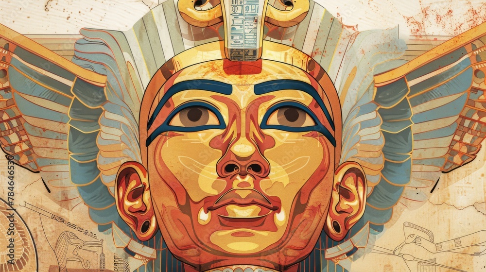 Obraz premium Amun Ra Egyptian pharaoh god drawing painting art wallpaper background