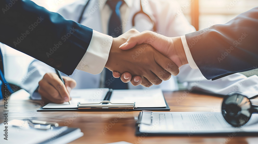 Professional Collaboration: Close-Up Handshake of Colleagues