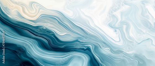 Arctic swirl layers of cerulean and ivory undulate in a cool abstract wave