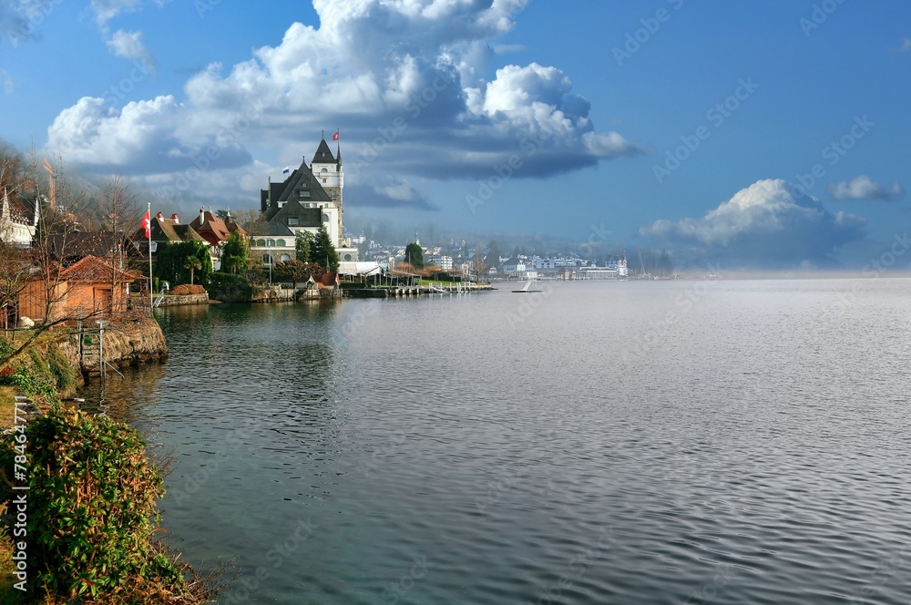 City of Vitznau on beautiful Lake Lucerne. Switzerland, Europe.