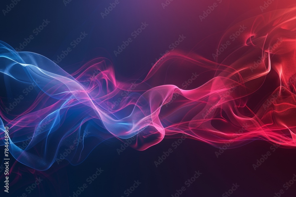 Movement of smoke,Red and blue smoke swirl on black background, Color smoke on black background.