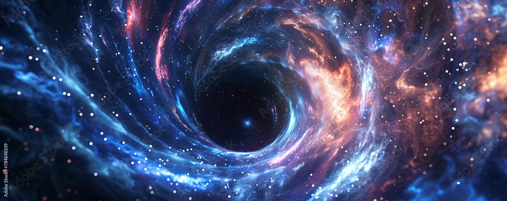 Abstract space Black hole over star field in outer space wallpaper background. generative ai - obrazy, fototapety, plakaty 