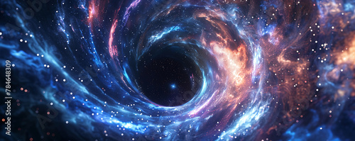Abstract space Black hole over star field in outer space wallpaper background. generative ai photo