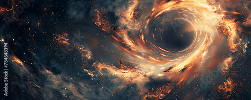 Abstract space Black hole over star field in outer space wallpaper background. generative ai