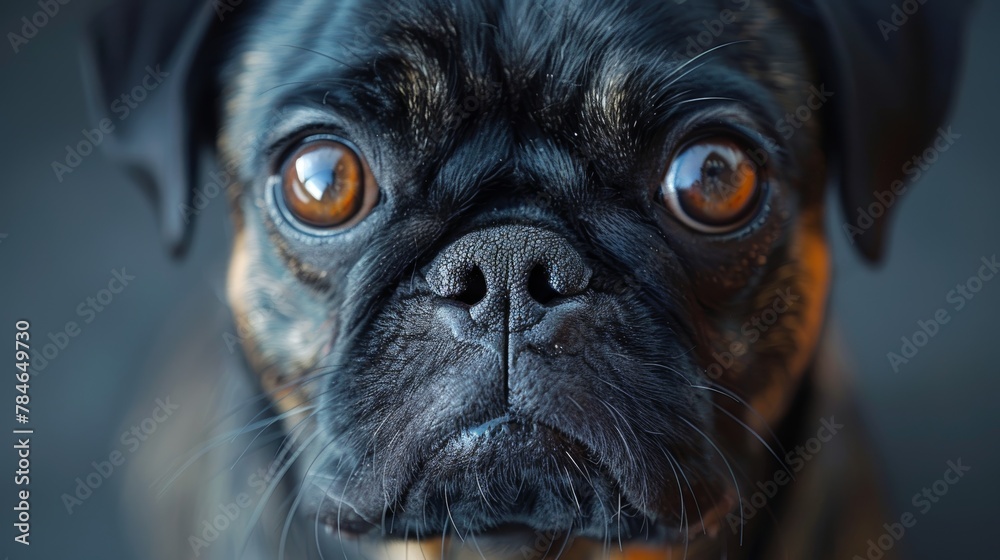 Cute Pug Dog Close-Up Portrait Generative AI