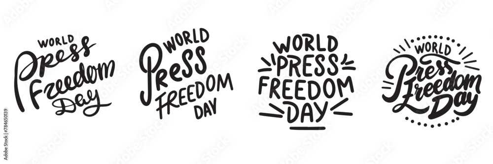 World Press Freedom Day text. Hand drawn vector art.