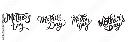 Happy Mother's Day text. Hand drawn vector art. © clelia-clelia