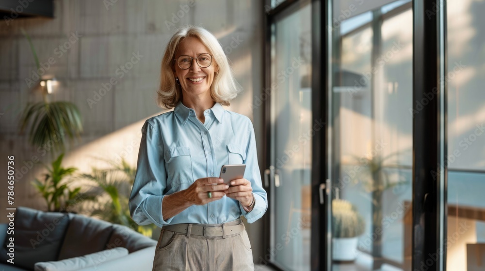 Smiling Woman with Smartphone Smiling Woman with Smartphone
