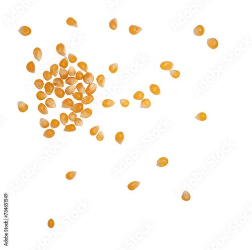 Fotografía mucchio di chicchi di mais per pop corn scontornati su sfondo trasparente