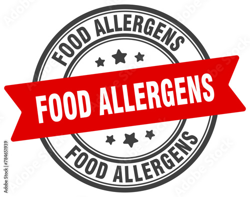 food allergens stamp. food allergens label on transparent background. round sign