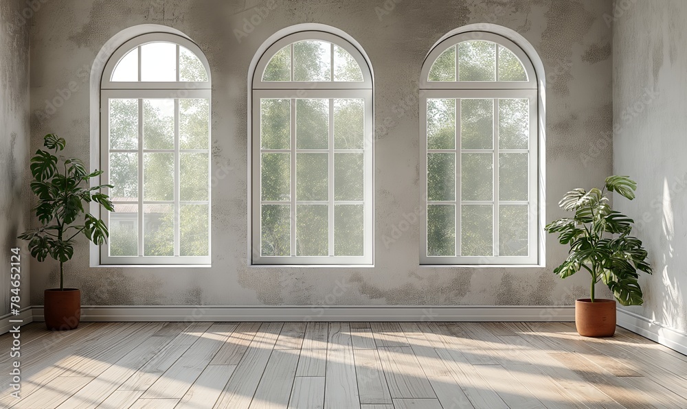 Empty white room with a view from the window. Empty white room with a view from the window.