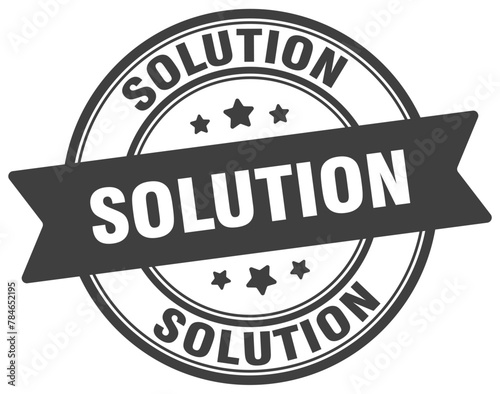solution stamp. solution label on transparent background. round sign