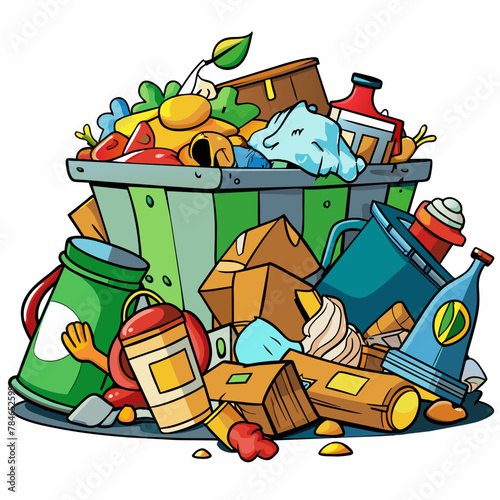 illustration of trash, rubbish, garbage