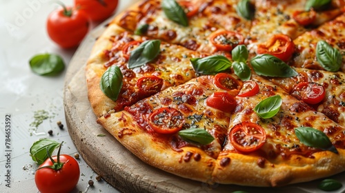 Classic Italian Margherita Pizza with Tomato Sauce and Mozzarella Cheese Generative AI