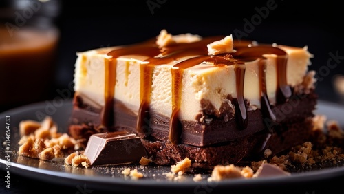 Chocolate bars with Dulce de Leche cheesecake