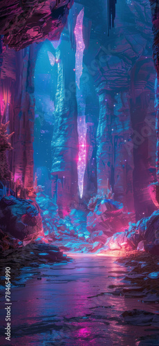 Mystical Glowing Cave Background View.  Amazing and simple wallpaper  for mobile