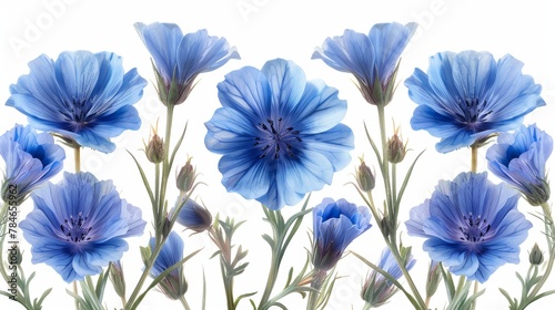 Minimalist Still Life of Blue Chicory Blossoms Generative AI photo