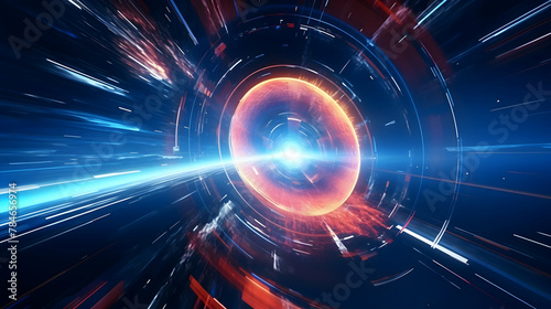 Embark on a mesmerizing journey through an abstract futuristic HUD tunnel, where technology reigns supreme, showcasing motion graphics of data centers, servers, and internet speed in breathtaking HD