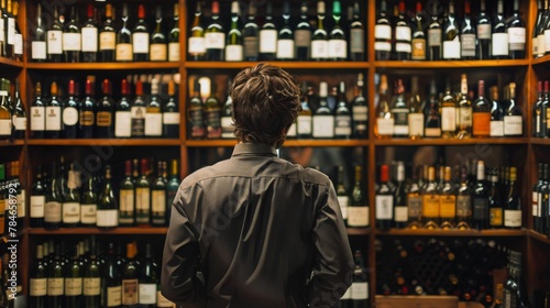 Man Selecting Wine in Store