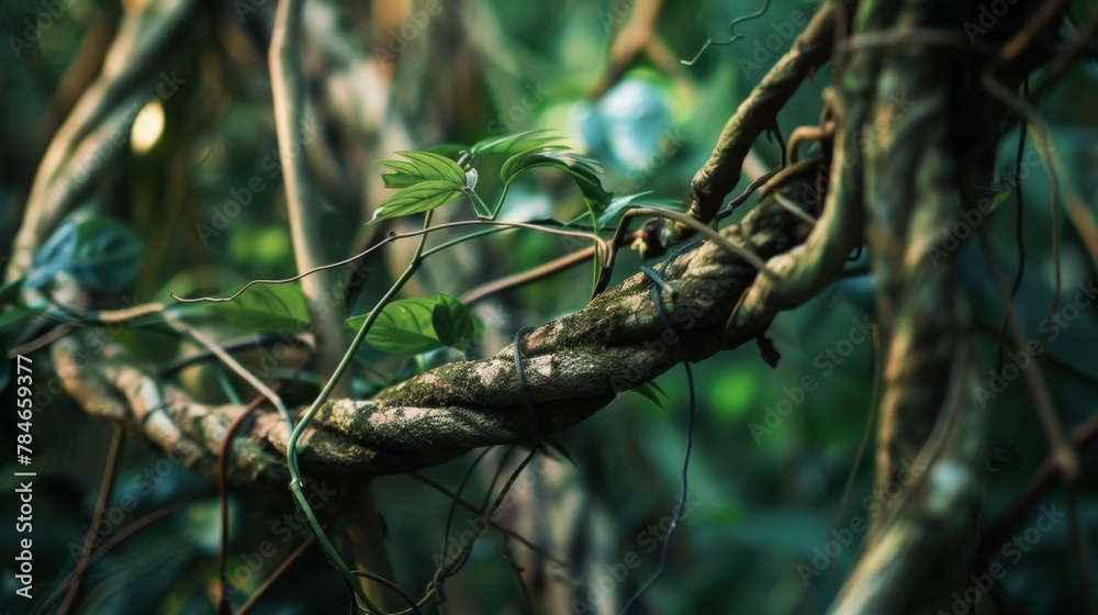Fototapeta premium Jungle plant tree liana wallpaper background