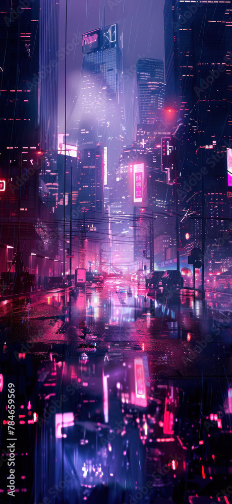 Neon Cityscape from Above, Amazing and simple wallpaper, for mobile