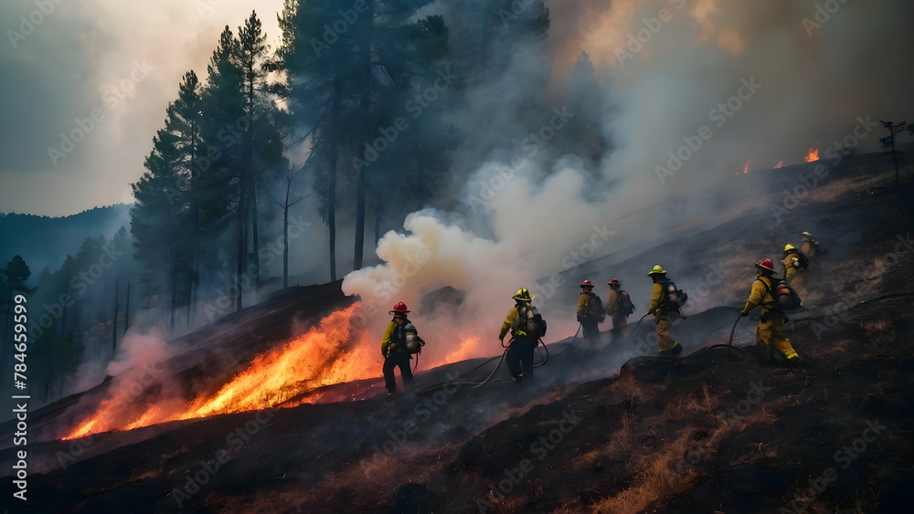 Fototapeta premium firefighters in action