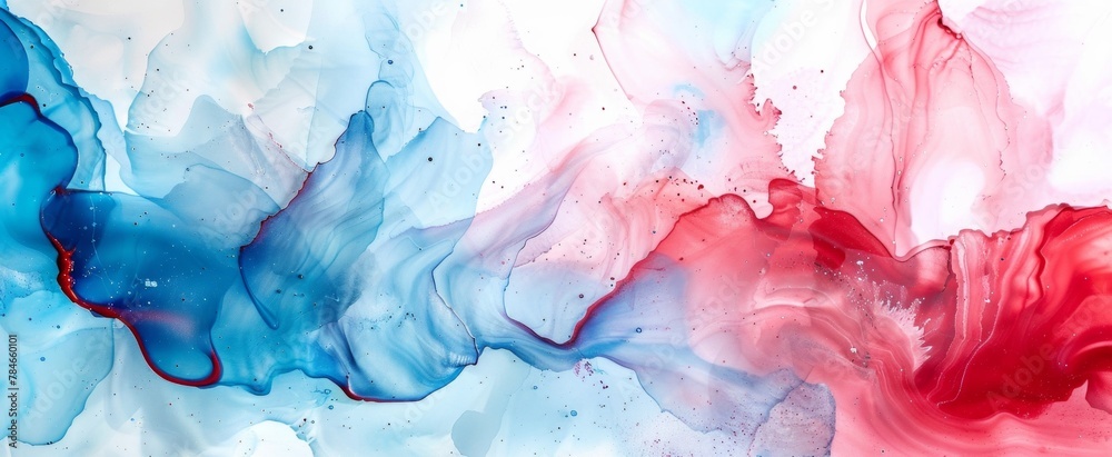 Abstract Fluid Art in Red, White, and Blue. Labor Day, Independence Day, Memorial Day banner