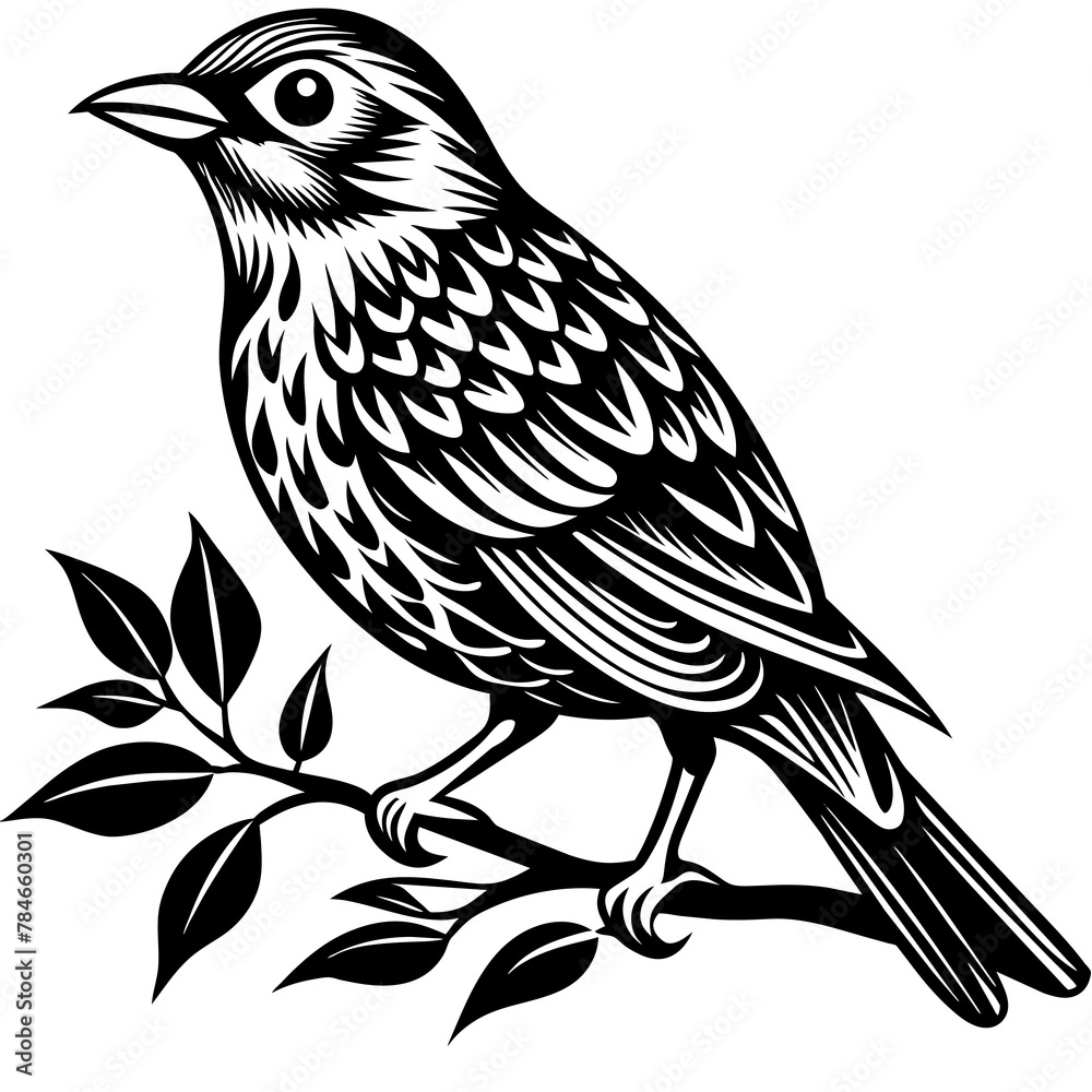 Bird on a branch vector illustration.
Bird on a branch vector illustration.