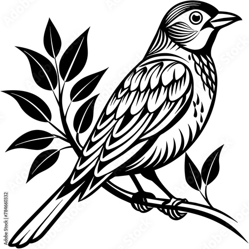    Bird on a branch vector illustration.  © Abul Kalam