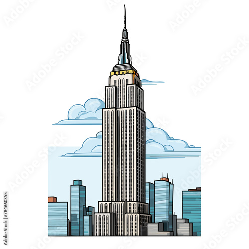 Empire State Building. Empire State Building hand-drawn comic illustration. Vector doodle style cartoon illustration