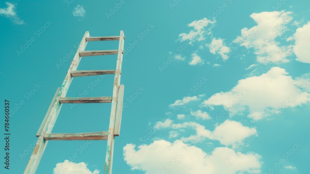 Ladder reaching towards sky background wallpaper concept Ladder reaching towards sky background wallpaper concept
