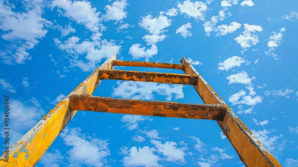 Ladder reaching towards sky background wallpaper concept Ladder reaching towards sky background wallpaper concept