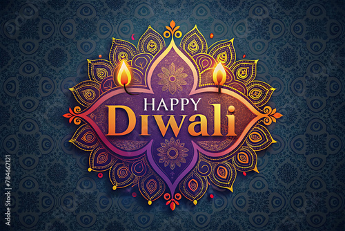 Happy Diwali wishes greeting card design  photo