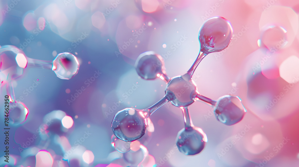 A closeup of the chemical structure of carbon, centered on a light pink and blue background with a blurred background A closeup of the chemical structure of carbon, centered on a light pink and blue background with a blurred background