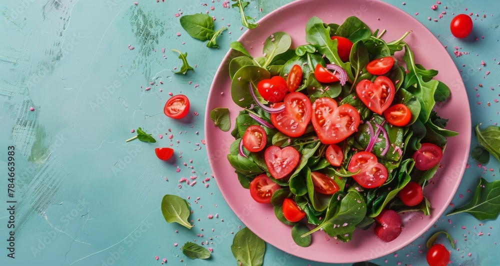 Pink Plate With Tomato Salad Pink Plate With Tomato Salad