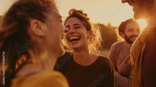 Golden Hour Joy with a Smiling Young  photo