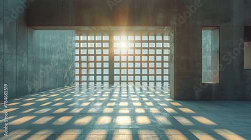Sunlight Streaming Through Windows Into Empty Room