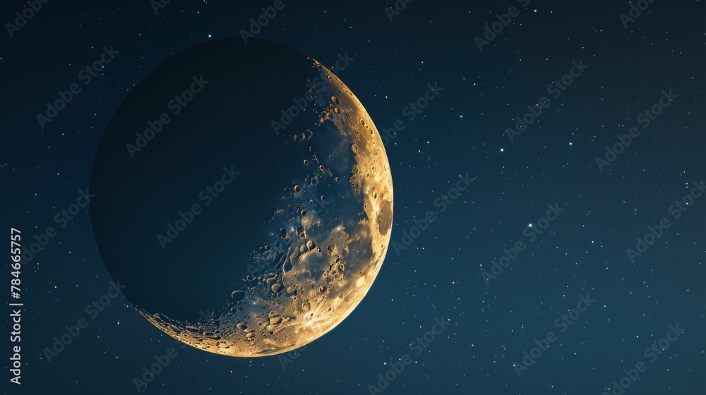 Fototapeta premium Half moon in the dark sky background wallpaper concept