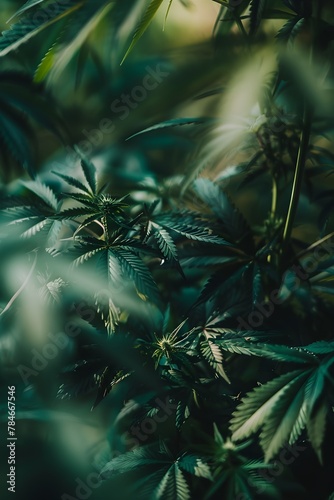 CBD Beautiful background green cannabis plantation  beautiful marijuana leaves grow on sunny field  Medical legal plant product oil concept  alternative herb medicine  banner empty copyspace for text