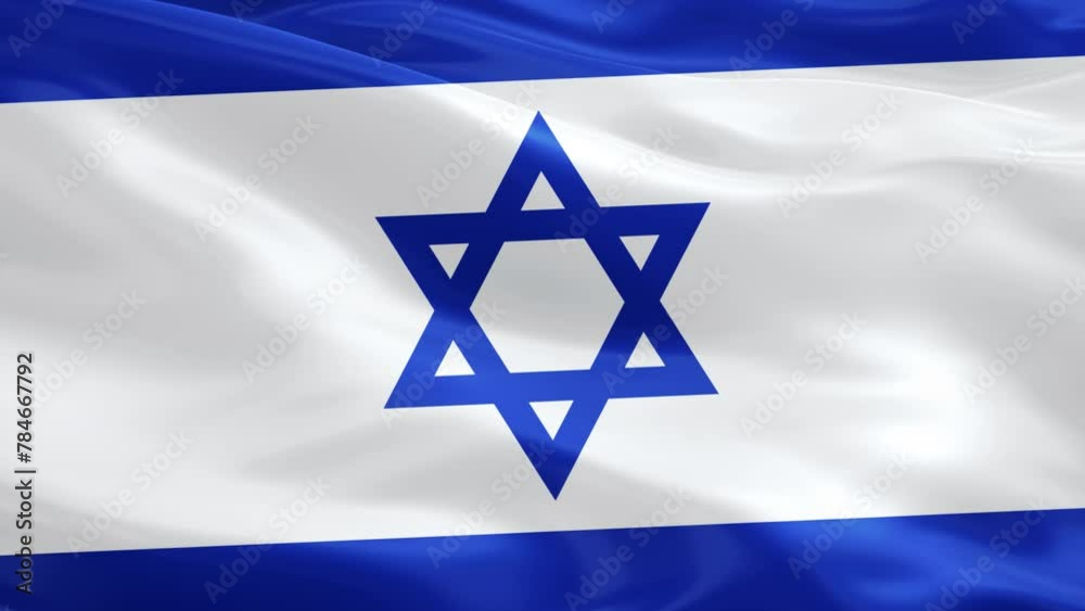 National flag of Israel waving in the wind. Continuous looping animation of the flag of Israel. Closeup of the flag of Israel. National flag of Israel waving in the wind. Continuous looping animation of the flag of Israel. Closeup of the flag of Israel.
