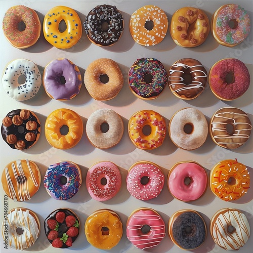 A set of delicious and juicy donuts
