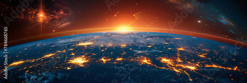 Seamless Global Connectivity: A Glowing Telecom Network Map