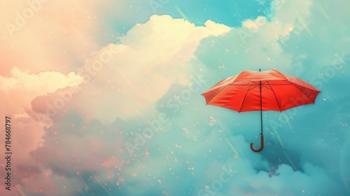 Umbrella flying floating in the sky background wallpaper concept