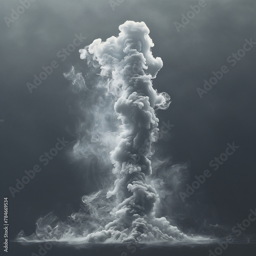 Full frame of white smoke cloud floating on the ground on a black background.