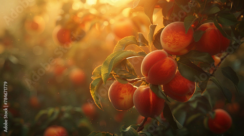 Golden Hour in a Peach Orchard