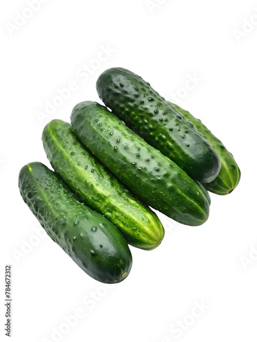 Pile of cucumbers on a transparent background.