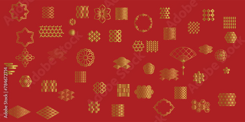 Asian cloud set. Traditional cloudy ornaments in chinese, korean and japanese oriental style. Set of vector decoration retro elements. 