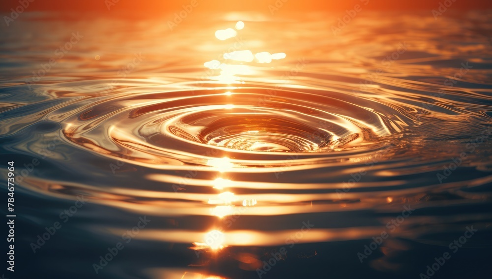 Water ripples on the surface of the water with a beautiful sunset Water ripples on the surface of the water with a beautiful sunset