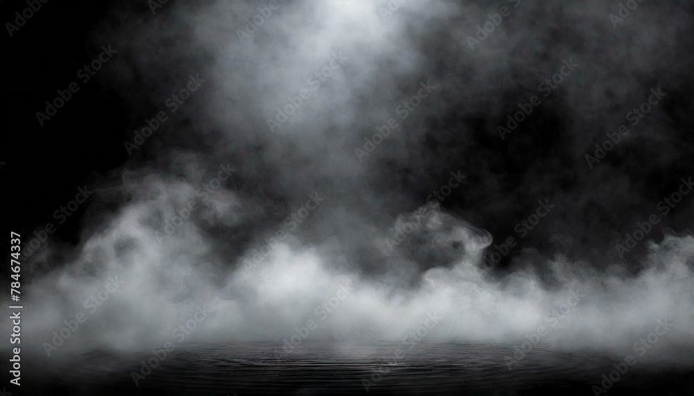 Eerie Atmosphere: Smoke and Fog Overlay on Black Ground - Spooky Horror Background