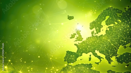 A green background with a map of Europe on it